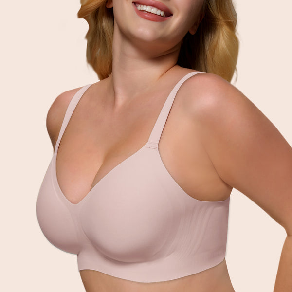 Womens Soft Comfortable No Underwire Bras V Neck Seamless Push Up Bralettes Full Coverage Tshirt Brassiere