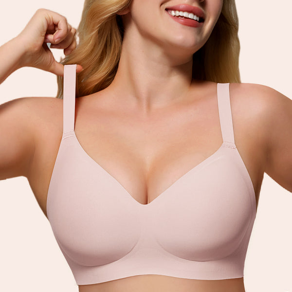 Womens Soft Comfortable No Underwire Bras V Neck Seamless Push Up Bralettes Full Coverage Tshirt Brassiere