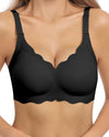 Wavy Seamless V Neck Lace Floral Bra