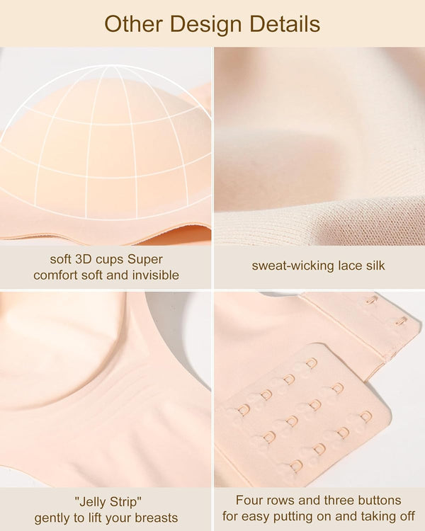 Wavy Seamless V Neck Lace Floral Bra