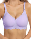 Wavy Seamless V Neck Lace Floral Bra