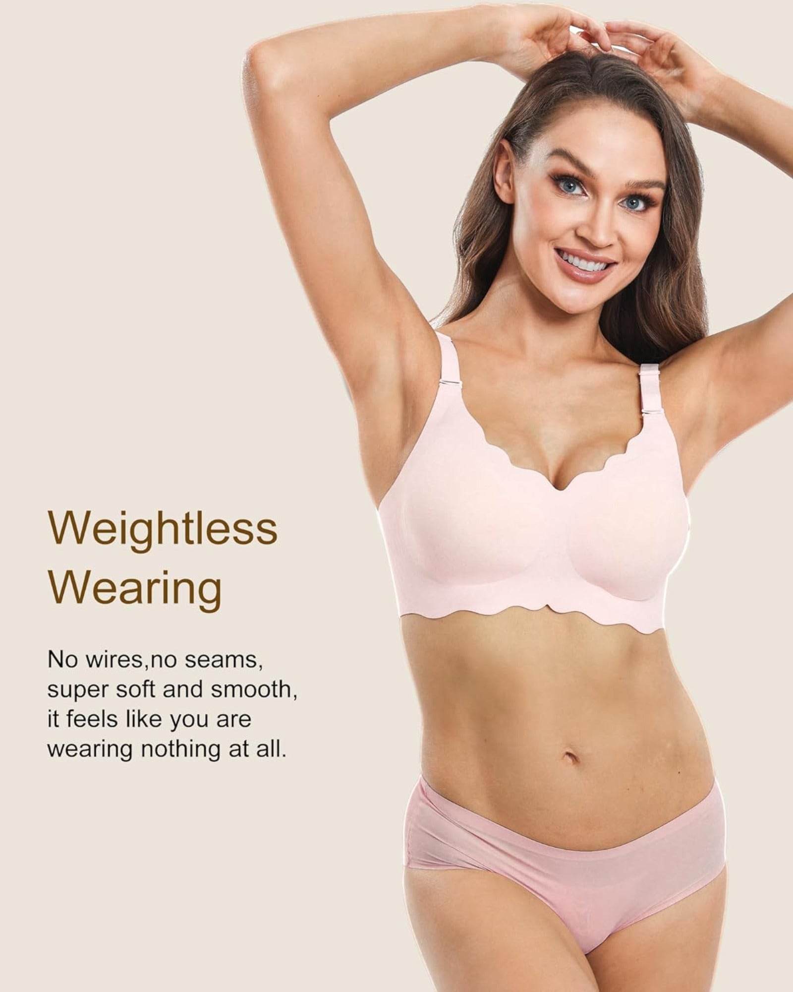 Wavy Seamless V Neck Lace Floral Bra