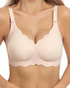 Wavy Seamless V Neck Lace Floral Bra