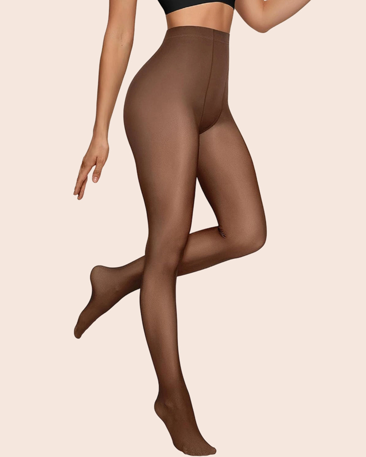 Women Fleece Lined Leggings Sheer Fake Translucent Pantyhose Thermal High Waisted Footed Opaque Tights