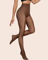 Women Fleece Lined Leggings Sheer Fake Translucent Pantyhose Thermal High Waisted Footed Opaque Tights
