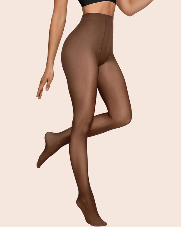 Women Fleece Lined Leggings Sheer Fake Translucent Pantyhose Thermal High Waisted Footed Opaque Tights