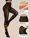 Women Fleece Lined Leggings Sheer Fake Translucent Pantyhose Thermal High Waisted Footed Opaque Tights