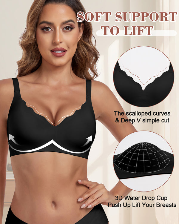 Push Up Deep V Scalloped Bra