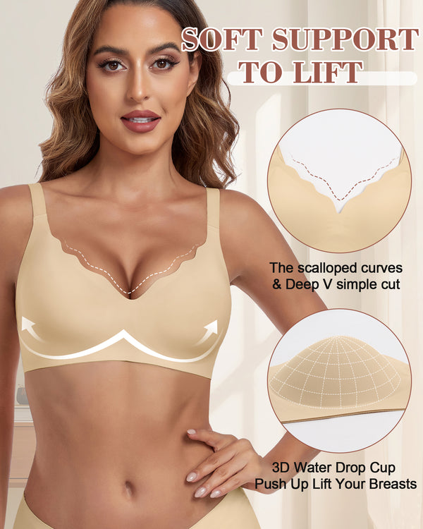 Push Up Deep V Scalloped Bra