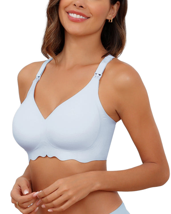 Blue Nursing Bra Wireless Seamless Ultra Comfortable Pregnancy Sleep Bra