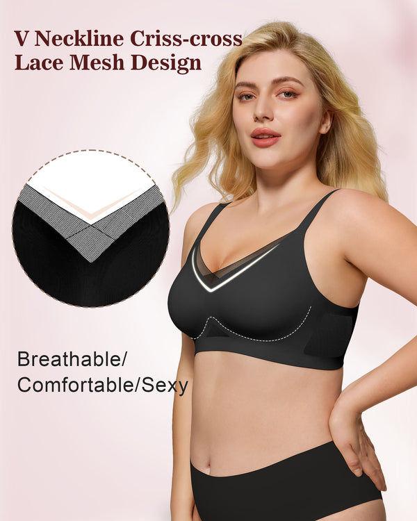 Mesh V Neck Soft Seamless Bras