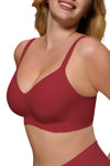 Womens Soft Comfortable No Underwire Bras V Neck Seamless Push Up Bralettes Full Coverage Tshirt Brassiere