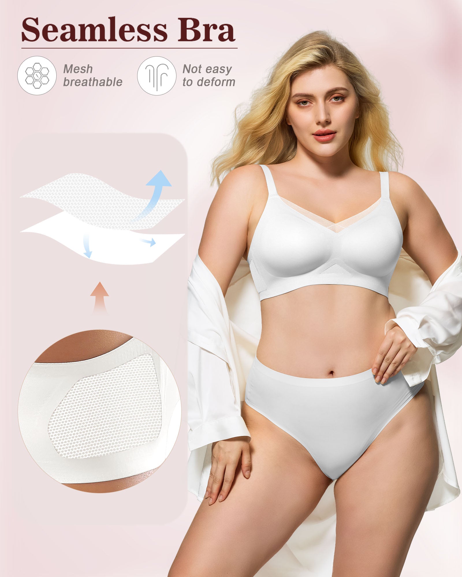 Mesh V Neck Soft Seamless Bras