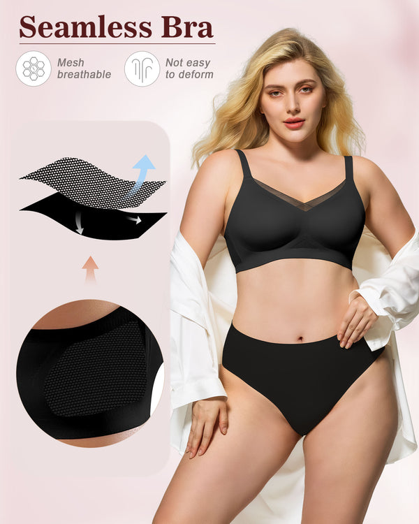 Mesh V Neck Soft Seamless Bras