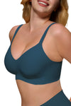 Womens Soft Comfortable No Underwire Bras V Neck Seamless Push Up Bralettes Full Coverage Tshirt Brassiere