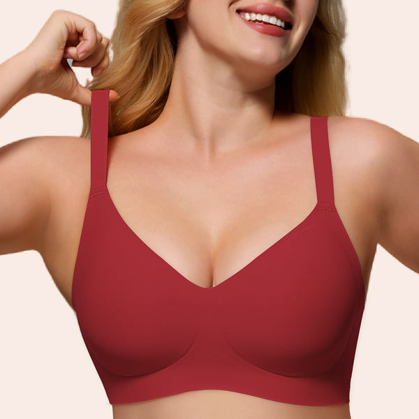Womens Soft Comfortable No Underwire Bras V Neck Seamless Push Up Bralettes Full Coverage Tshirt Brassiere