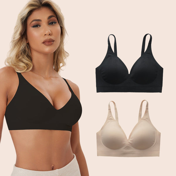 2PCS Deep V-neck Seamless  Wireless Everyday Bras