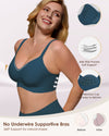 Womens Soft Comfortable No Underwire Bras V Neck Seamless Push Up Bralettes Full Coverage Tshirt Brassiere