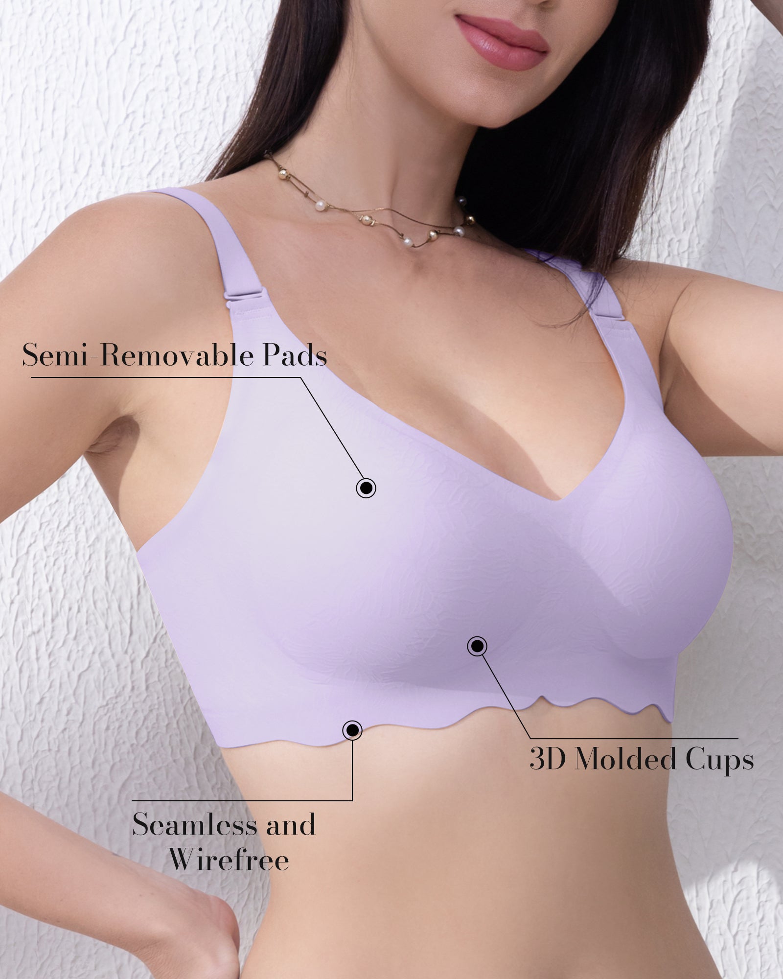 Women's Lace Seamless Push-Up Bra Wireless Soft Full Coverage Bra