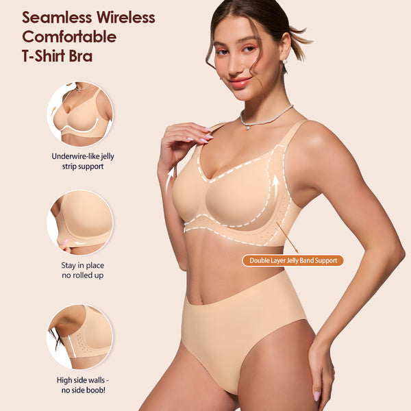 As Fairy Bras for Women Wireless Jelly No Underwire Full Coverage Seamless Comfortable Breathable Bra