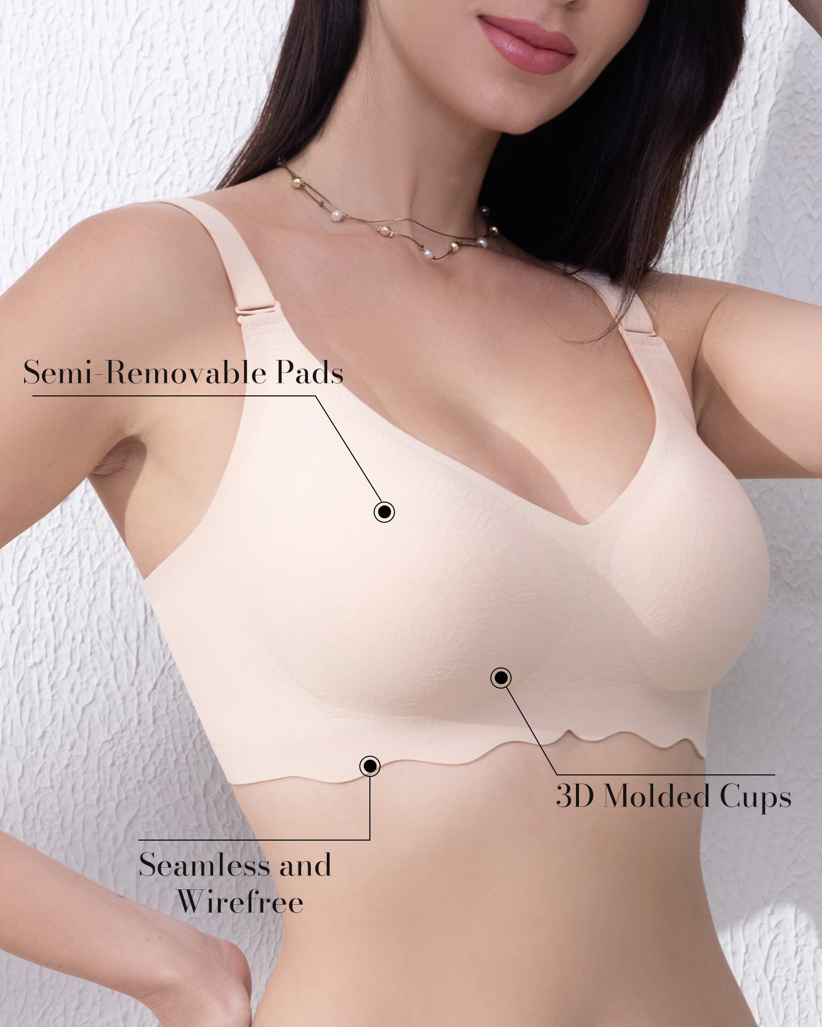 Women's Lace Seamless Push-Up Bra Wireless Soft Full Coverage Bra