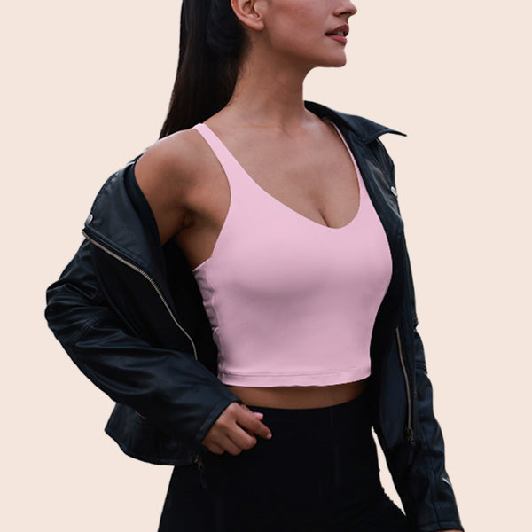 U-neck Crossover Back Sports Bra