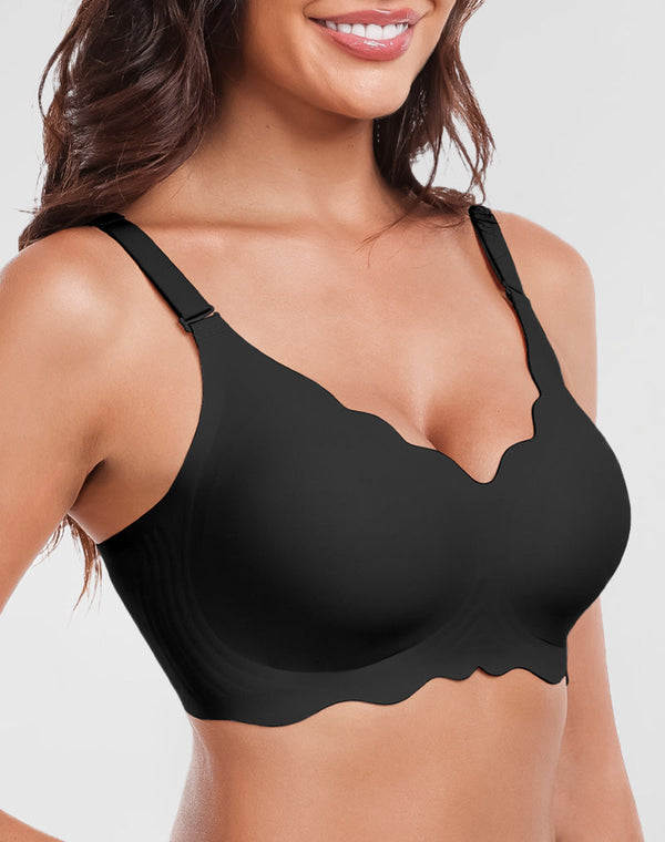 Wavy V-Neck Soft Support Full Coverage Bra