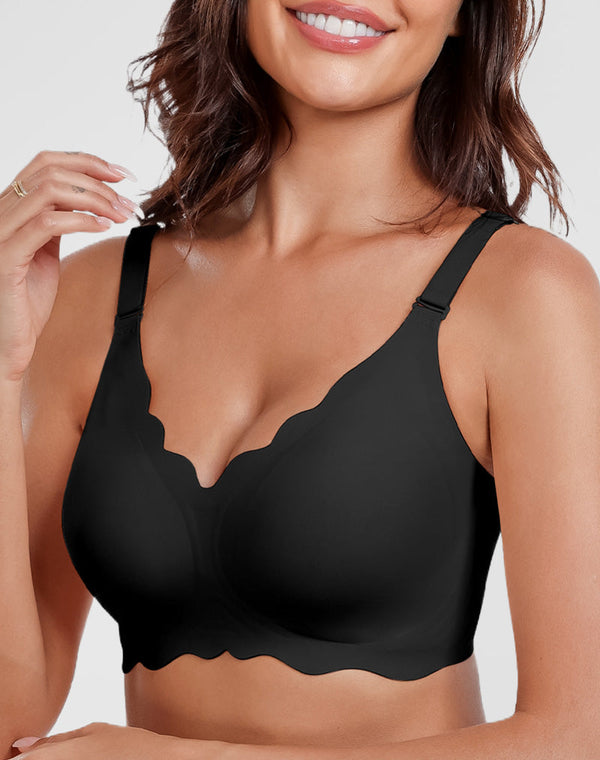 Wavy V-Neck Soft Support Full Coverage Bra