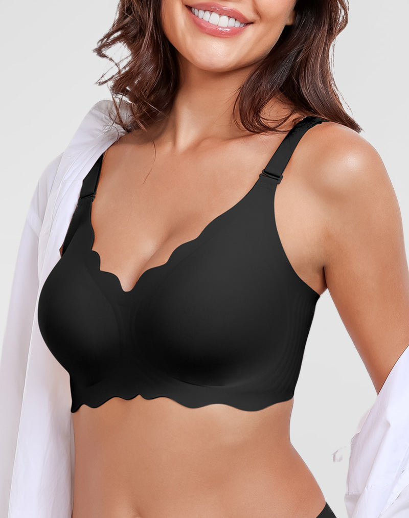 Wavy V-Neck Soft Support Full Coverage Bra