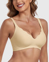 Wireless Deep V Scalloped Push Up Bra