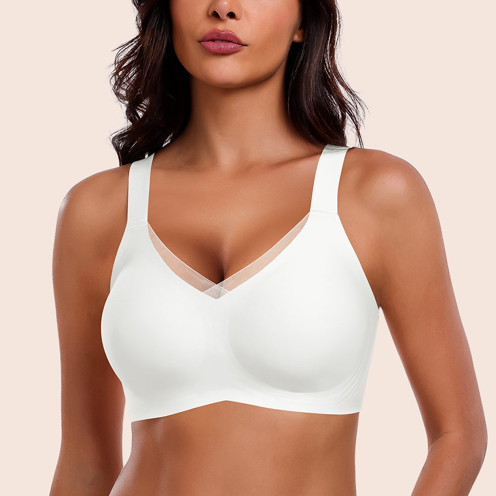 V-Neck Full Cup Seamless Mesh Everyday Bra