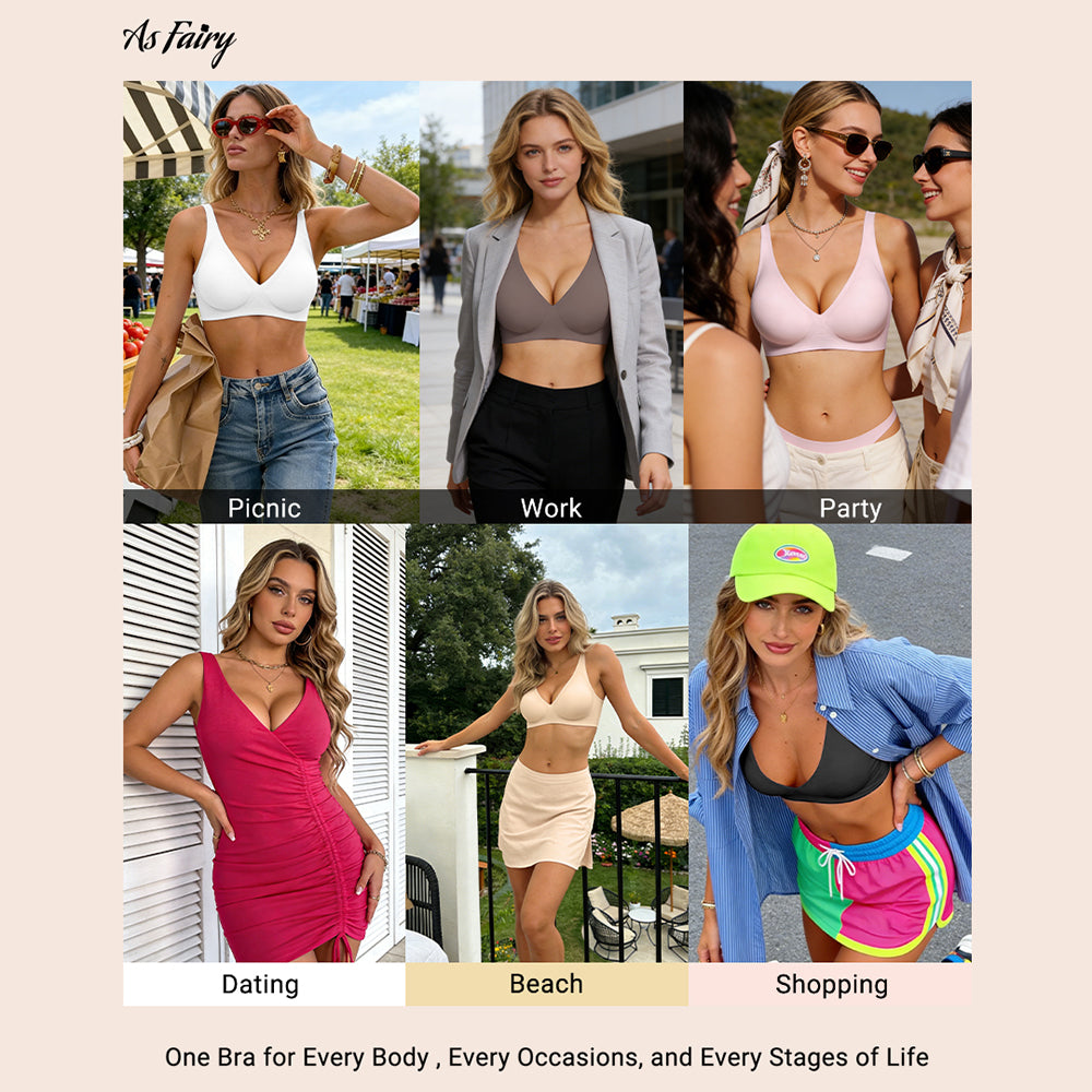 As Fairy Deep V Push Up Bra: Wireless Comfort & Natural Lift for Daily Wear