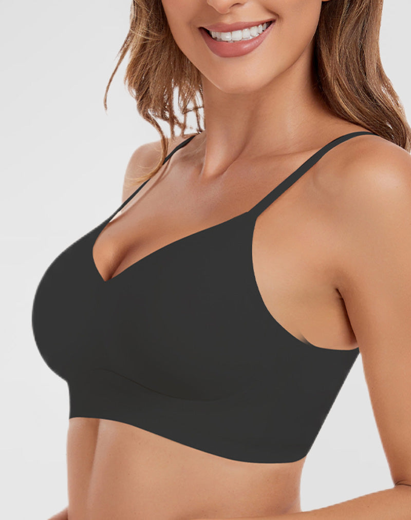 Plus Size V-Neck Seamless Push Up Bra