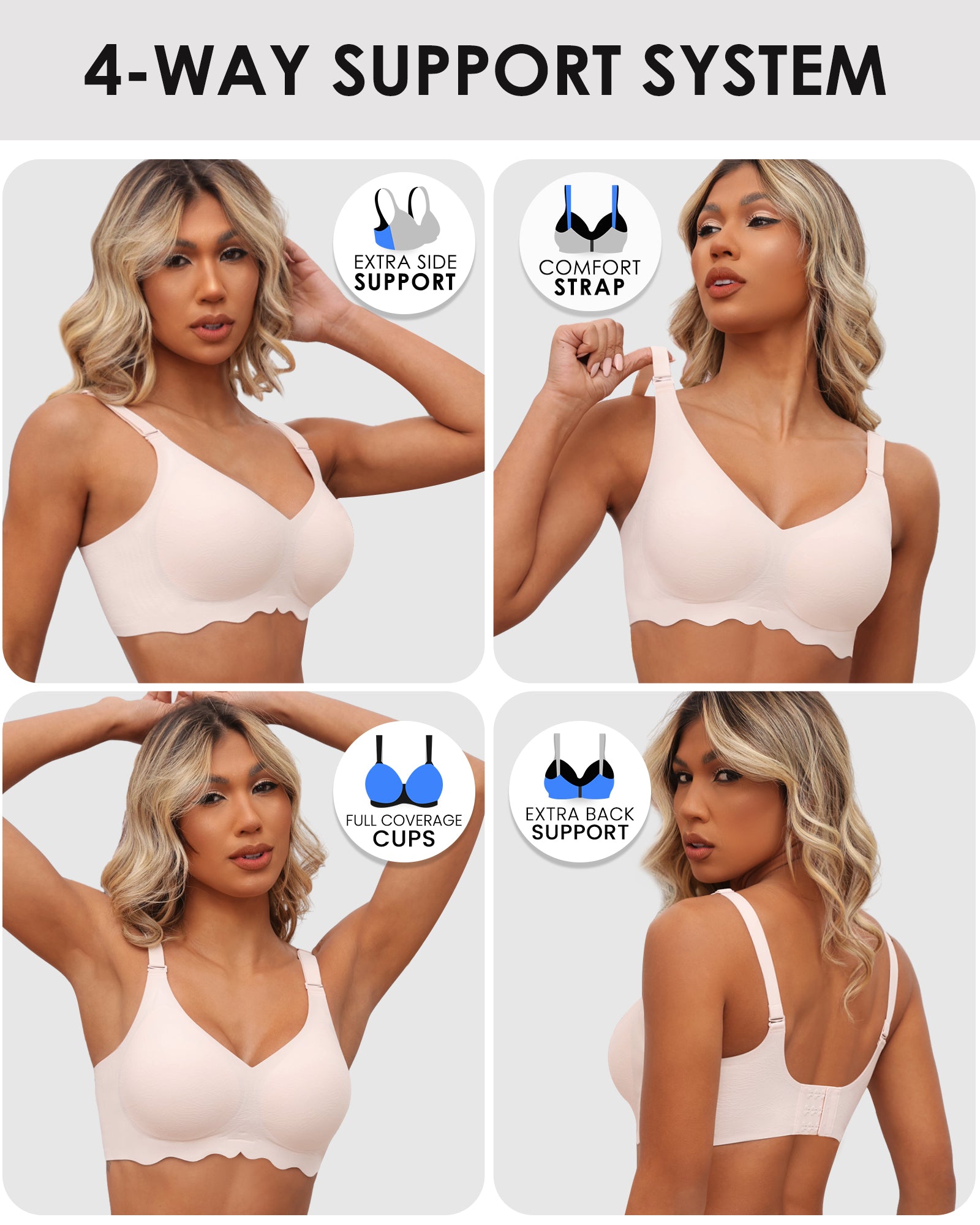 Women's Lace Seamless Push-Up Bra Wireless Soft Full Coverage Bra