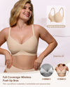Wireless Push Up Bra - Seamless V-Neck Bralette with Full Coverage Buttery Soft T-Shirt Bra for Women