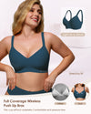 Womens Soft Comfortable No Underwire Bras V Neck Seamless Push Up Bralettes Full Coverage Tshirt Brassiere