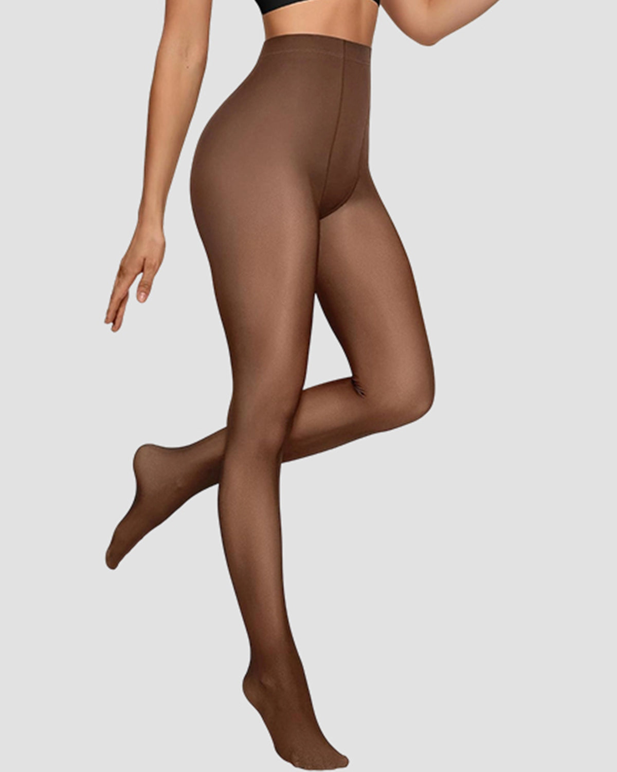 Women Fleece Lined Leggings Sheer Fake Translucent Pantyhose Thermal High Waisted Footed Opaque Tights