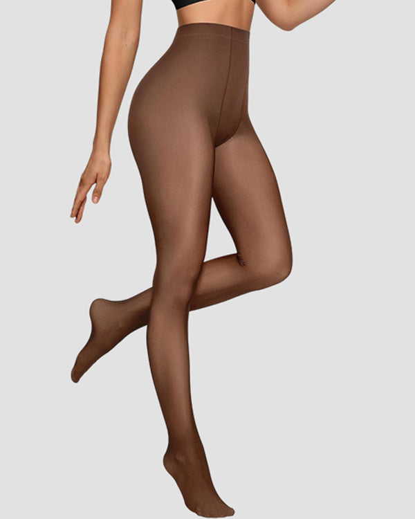 Women Fleece Lined Leggings Sheer Fake Translucent Pantyhose Thermal High Waisted Footed Opaque Tights