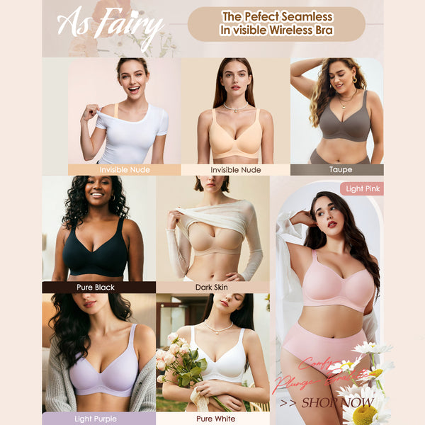 As Fairy Bras for Women Wireless Jelly No Underwire Full Coverage Seamless Comfortable Breathable Bra
