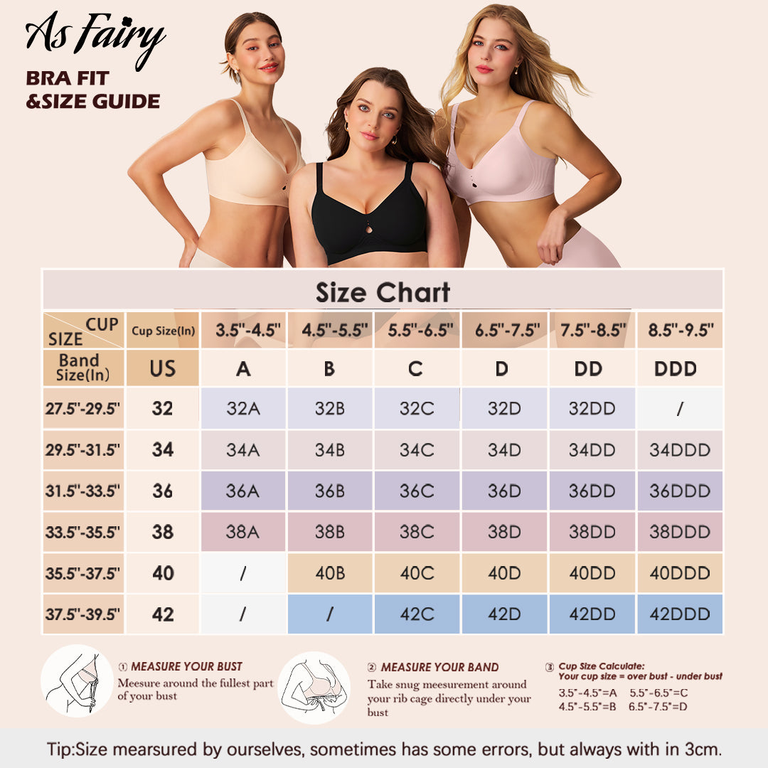 As Fairy Women's No Underwire Push Up Bra - Seamless Full Coverage Everyday Bra for Lift & Comfort