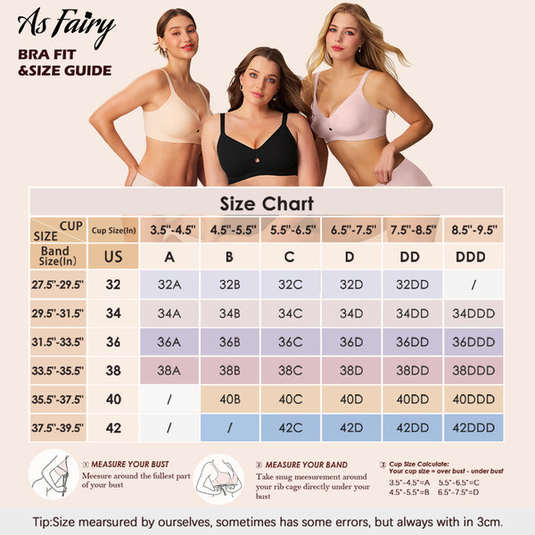 As Fairy Women's No Underwire Push Up Bra - Seamless Full Coverage Everyday Bra for Lift & Comfort