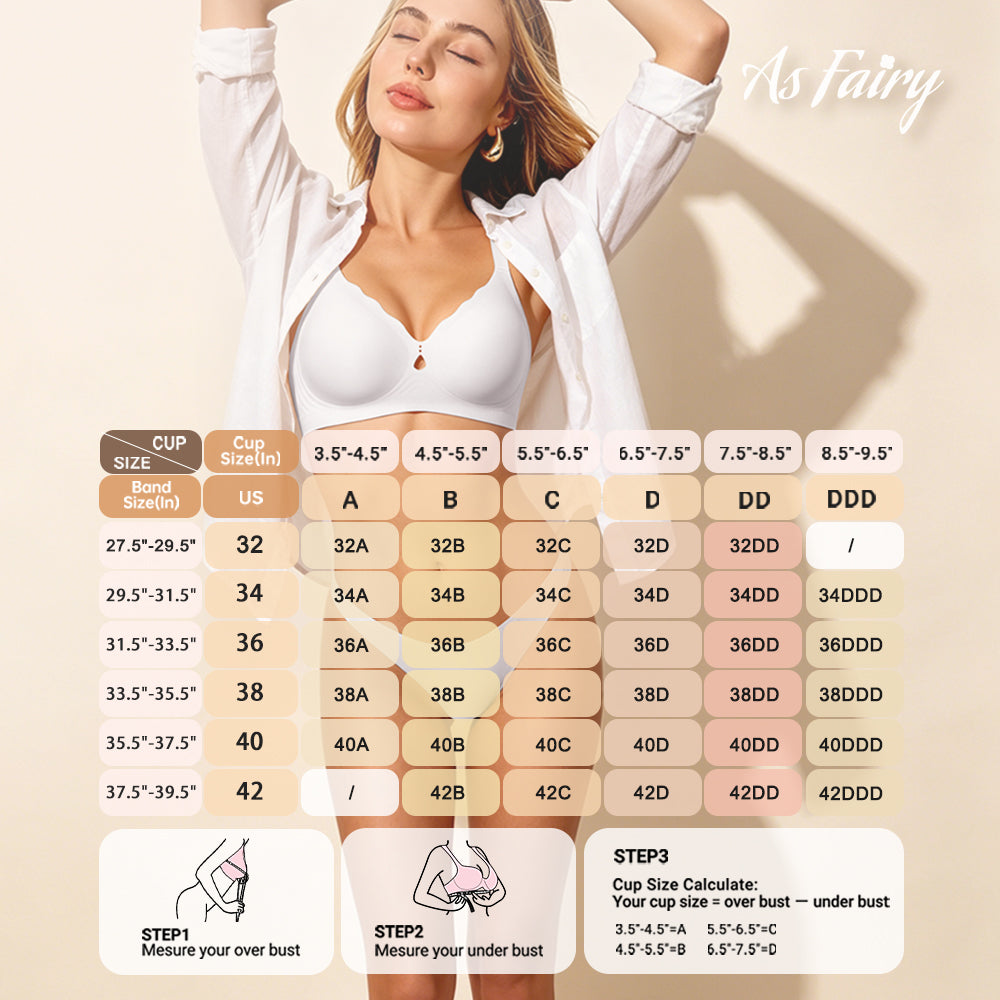 As Fairy Bras for Women Full Coverage Wireless Bra No Underwire Soft Support Comfortable Everyday Wear Seamless T-Shirt Bra