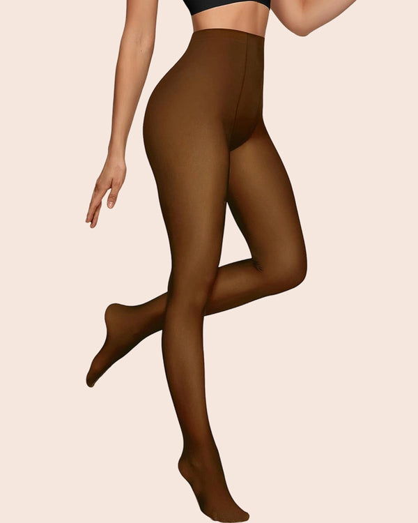 Women Fleece Lined Leggings Sheer Fake Translucent Pantyhose Thermal High Waisted Footed Opaque Tights