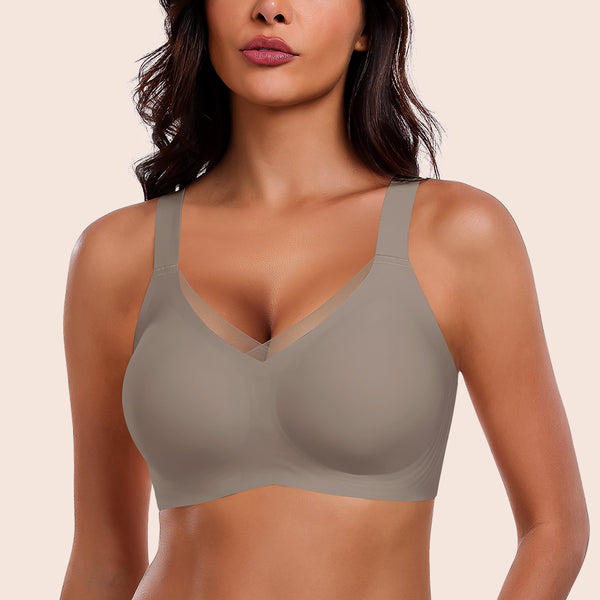 V-Neck Full Cup Seamless Mesh Everyday Bra