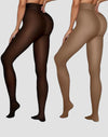 Women Fleece Lined Leggings Sheer Fake Translucent Pantyhose Thermal High Waisted Footed Opaque Tights