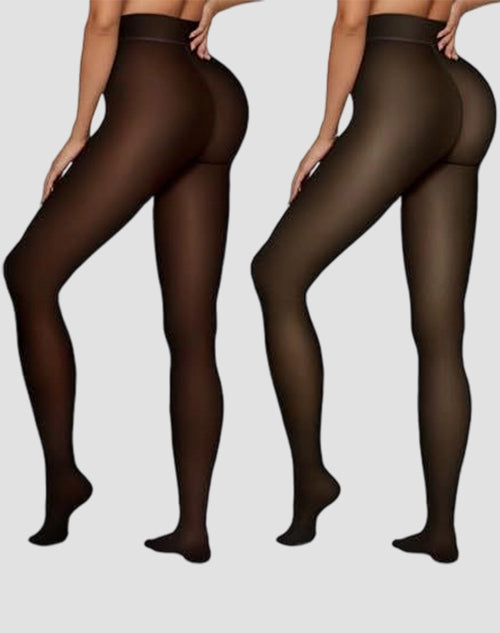 Women Fleece Lined Leggings Sheer Fake Translucent Pantyhose Thermal High Waisted Footed Opaque Tights