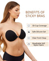 Black Reusable Washable Strapless Invisible Backless Sticy Bra