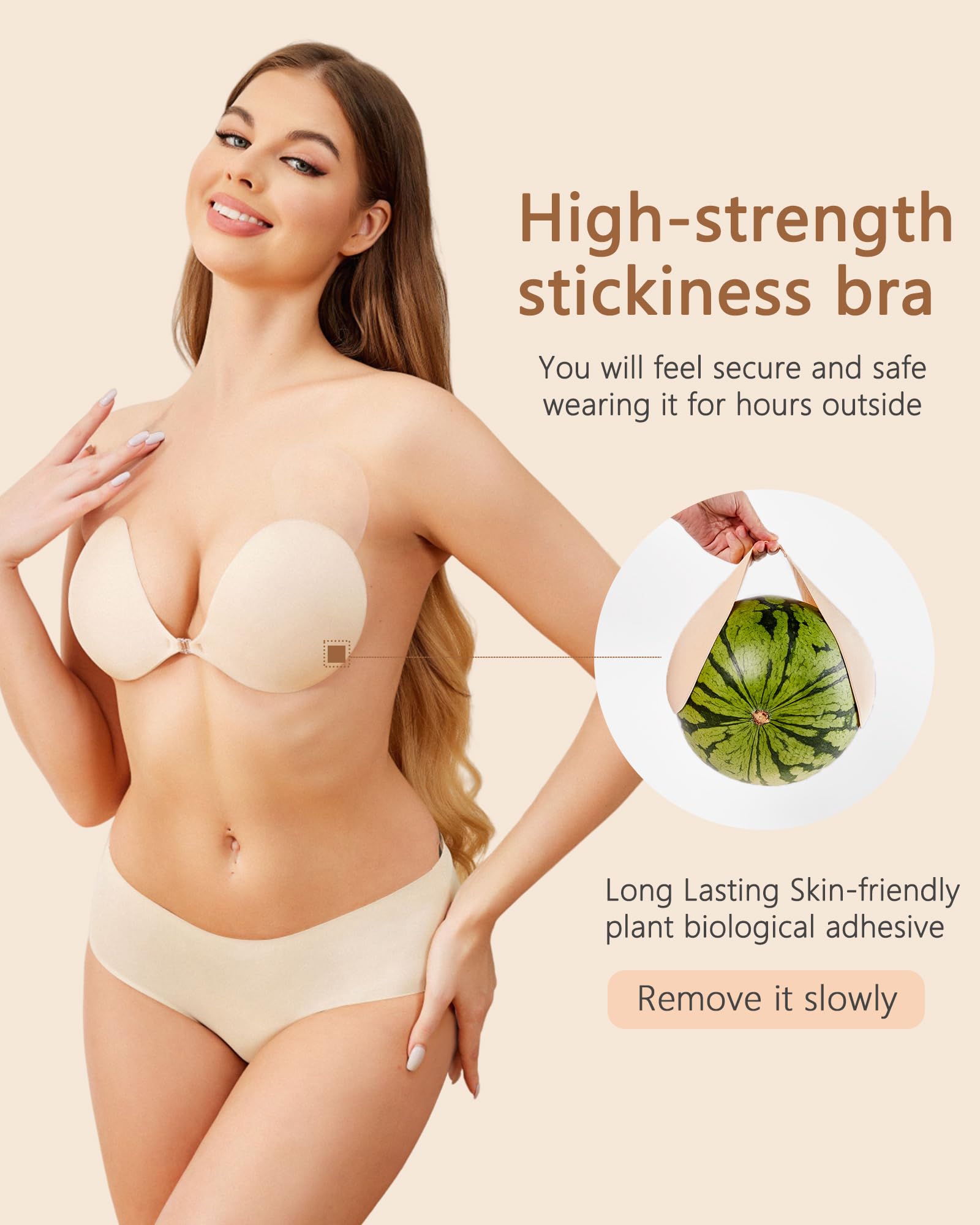 Reusable Washable Strapless Invisible Backless Adhesive Bra