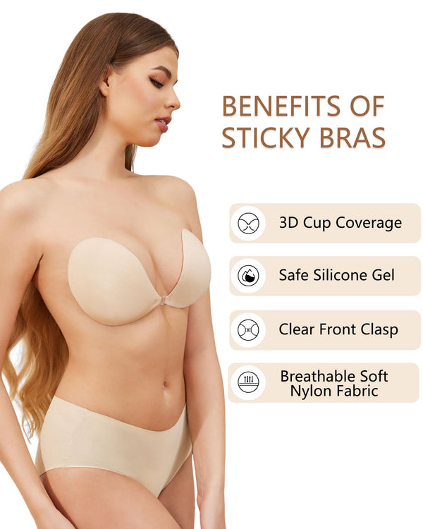 Reusable Washable Strapless Invisible Backless Adhesive Bra