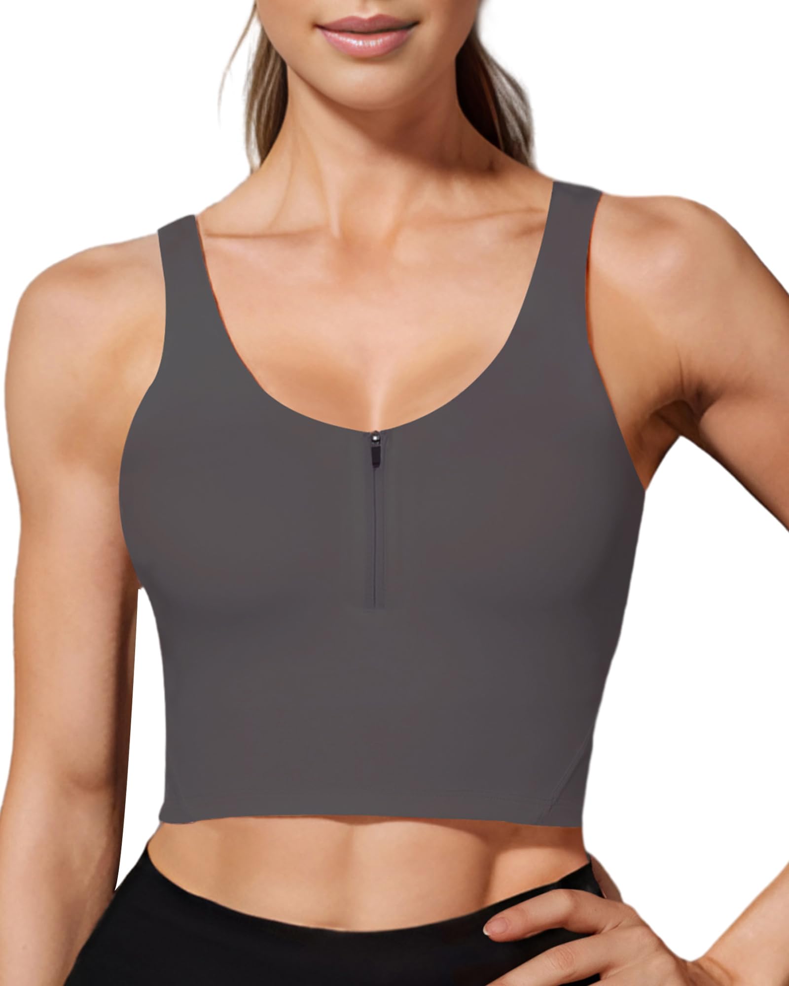 Longline Zip Front Closure Sports Bras